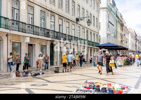 Pedestrianised Rua Augusta, Baixa District, Lisbon, Portugal Stock Photo