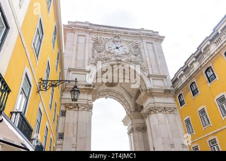 18th century Arco da Rua Augusta (triumphal arch), Rua Augusta, Baixa District, Lisbon, Portugal Stock Photo