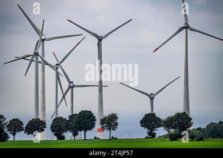 Wind farm east of Paderborn, on the B64 federal road, NRW, Germany Stock Photo