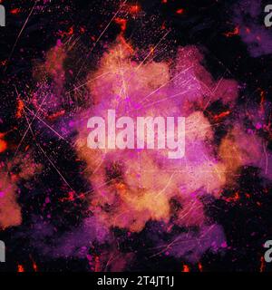 Abstract grainy background glowing red, pink and purple blurred color flow banner poster cover design, noise texture effect on black background Stock Photo