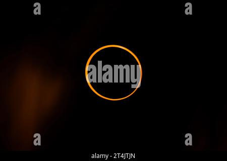 “Ring of Fire” phase of the Annular solar eclipse from San Antonio, Texas, USA Stock Photo