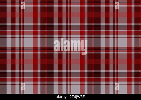 Pattern fabric tartan of background texture plaid with a check vector textile seamless in grey and red colors. Stock Vector