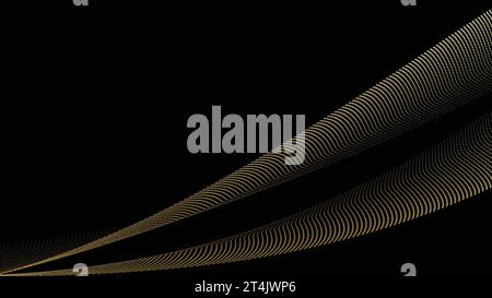 Abstract geometric technology background. Gold dotted curve or wave. Stock Vector