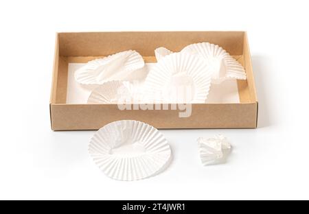 White candy wrappers. Packaging on a white background. Paper packaging for handmade chocolates. Stock Photo