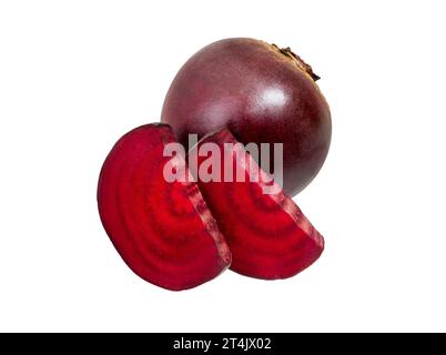 Beetroot (beet root). Whole beet root with slice isolated on white. Stock Photo