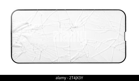 broken protective glass of a smartphone on a white background on a white background Stock Photo