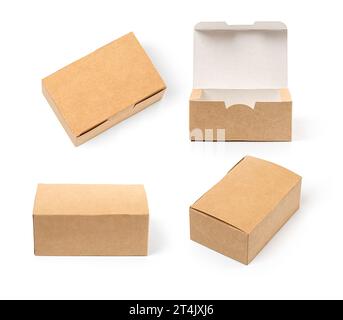 Set of  cardboard takeaway box isolated on white background Stock Photo