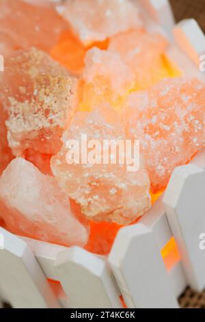 Turned on Himalayan Pink Salt Lamp Stock Photo