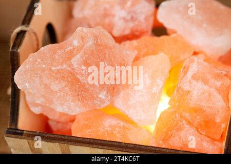 Turned on Himalayan Pink Salt Lamp Stock Photo