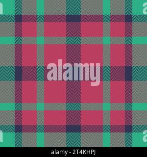 Background vector plaid of fabric tartan textile with a check seamless pattern texture in red and teal colors. Stock Vector