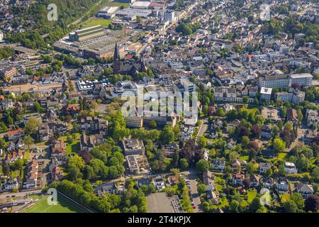 Aerial view, city, future and strategy office Goethestraße, construction site and new building St. Georgs-Pfad, Neheim Cathedral - St. Johannes-Baptis Stock Photo