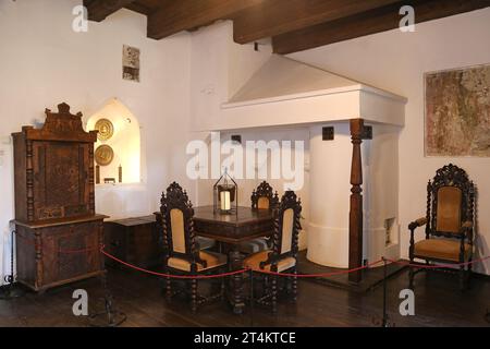 Council Chamber, Bran Castle, Bran, Braşov County, Transylvania, Romania, Europe Stock Photo