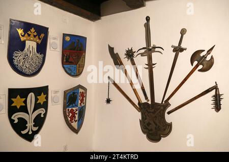 Armoury, Bran Castle, Bran, Braşov County, Transylvania, Romania, Europe Stock Photo