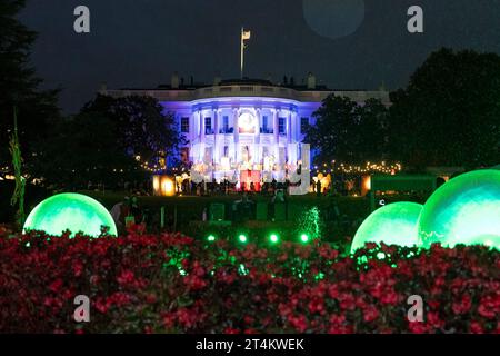 Washington, United States. 30th Oct, 2023. The South façade of the White House decorated for the annual Halloween celebration hosted by U.S. President Joe Biden and First Lady Jill Biden, October 30, 2023 in Washington, DC Credit: Oliver Contreras/White House Photo/Alamy Live News Stock Photo
