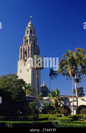 Museum of Man from Alcazar Garden, Balboa Park, San Diego, California Stock Photo