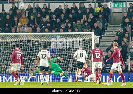 Derby, United Kingdom. 31 October, 2023.Derby County's Max Bird scores his secon and Derby Countys third goal in the 4-0 victory over Northampton Town Stock Photo