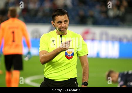 Saint Petersburg, Russia. 31st Oct, 2023. Pavel Kukuyan, Chief Arbiter seen in action during the Russian Cup 2023/2024 football match between Zenit Saint Petersburg and Krylia Sovetov Samara at Gazprom Arena. Zenit FC team won against Krylia Sovetov with a final score of 1:0. Credit: SOPA Images Limited/Alamy Live News Stock Photo