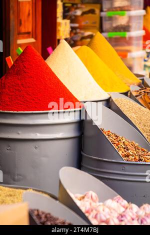 Herbs and spices on a moroccan market Stock Photo