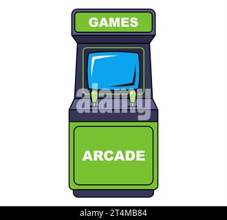 arcade machine on a white background. game from 80s. flat vector illustration Stock Vector