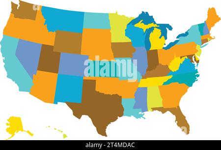 United States map vector isolated on white backdrop Stock Vector