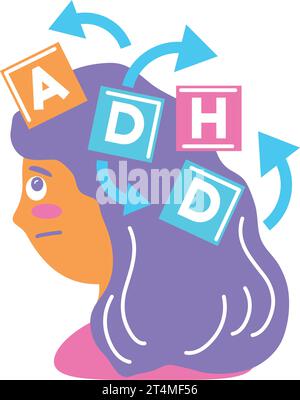 attention deficit hyperactivity disorder girl Stock Vector Image & Art ...