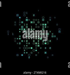Appealing geometric matrix background in teal green colors. Captivating circular vector illustration. Stock Vector