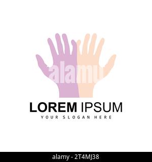 Hand Logo, Teamwork Vector, Team Company Design, Body health, Hand Care, Recycling Stock Vector