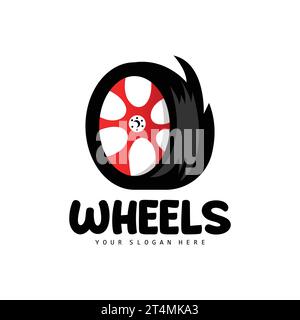 Tire Wheel Logo, Automotive Parts Vector, Maintenance Workshop Design, Garage, Automotive, Vehicle, Modern Simple Wheel Icon Stock Vector