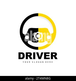 Car Steering Logo, Driver Vector, Transport Vehicle Design, Repair, Maintenance, Car Garage Stock Vector