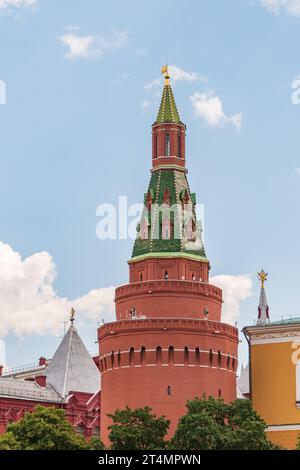 Corner Arsenalnaya Tower of Kremlin in Moscow, Russia. The northern and most massive tower of the Moscow Kremlin. Built in 1492 Stock Photo
