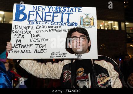 New York, USA. 31st Oct, 2023. People dressed in costumes celebrate and march in 50th annual West Village Halloween parade in New York Credit: Sipa USA/Alamy Live News Stock Photo