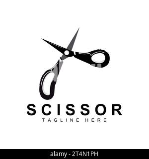 Scissors Logo Design, Barbershop Shaver Vector, Babershop Scissors Brand Illustration Stock Vector