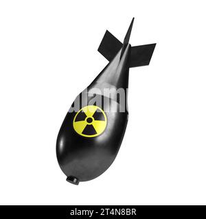Big atomic nuclear bomb on white background. 3D illustration. Stock Photo