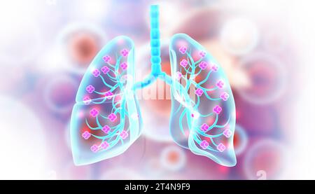 Human lungs on abstract medical  background. 3d illustration Stock Photo