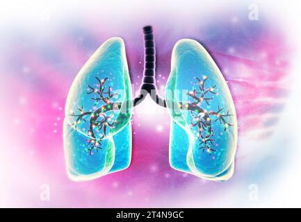 Human lungs on abstract medical  background. 3d illustration Stock Photo