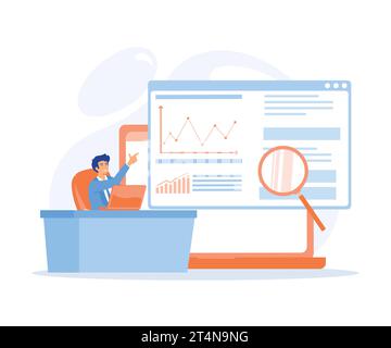 Data driven business, Data analytics, data-driven business, comprehensive strategy, reliable decision making. flat vector modern illustration Stock Vector
