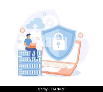 database security, phishing, hacker attack concept. hackers stealing personal data, flat vector modern illustration Stock Vector