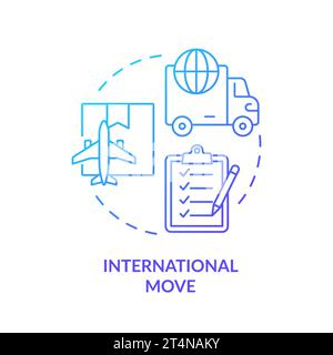 2D simple thin linear international move gradient icon Stock Vector