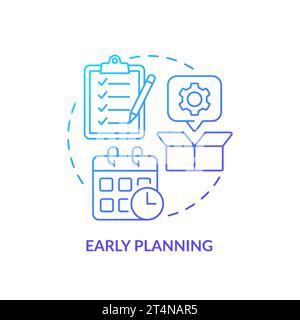 2D simple thin linear early planning gradient icon Stock Vector