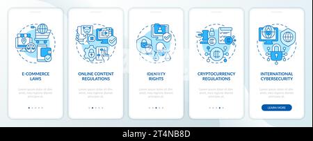 Walkthrough cyber law with blue icons concept Stock Vector