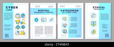 Creative brochure with cyber law thin line icons Stock Vector
