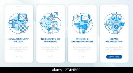 2D walkthrough cyber law with blue icons concept Stock Vector