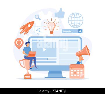 Digital marketing concept. Social network and media communication, and promotion. flat vector modern illustration Stock Vector