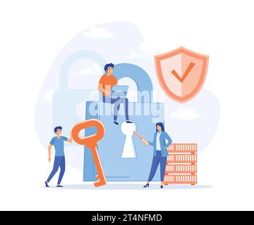 database security, phishing, hacker attack concept. hackers stealing personal data, flat vector modern illustration Stock Vector