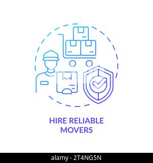 2D simple thin linear hire reliable movers gradient icon Stock Vector