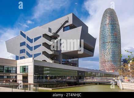 Design Museum and Torre Gloiries, Barcelona, Spain Stock Photo