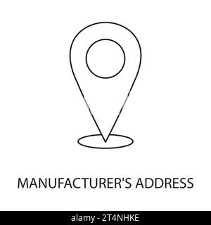 Manufacturer address line vector for food packaging, geolocation illustration Stock Vector