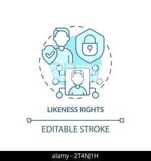 2D thin line blue icon likeness rights concept Stock Vector