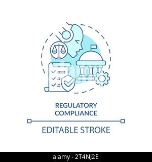 2D thin line blue icon regulatory compliance concept Stock Vector