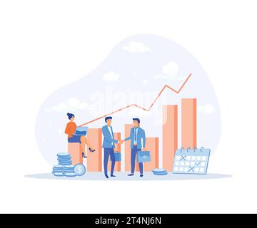 Business growth Concept, Partnership, team work, start up collaboration, target business, flat vector modern illustration Stock Vector